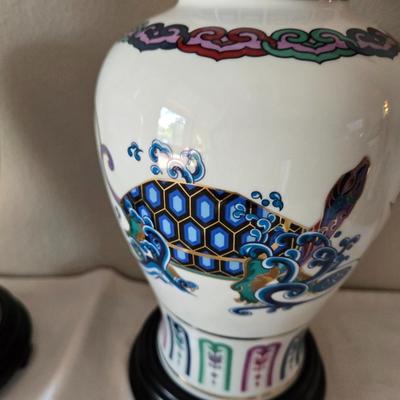 Sale Photo Thumbnail #42: Pair Porcelian Vases.  No chips.