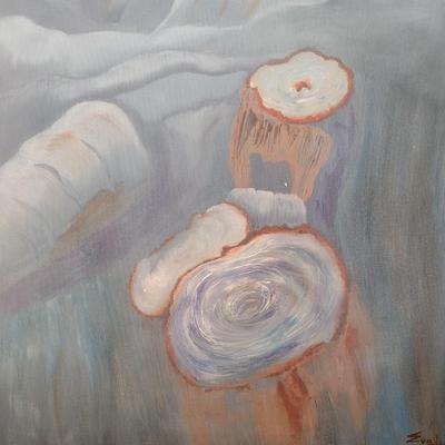 Original Art on Canvas Felled Tree by Evelyn O. King