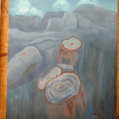 Original Art on Canvas Felled Tree by Evelyn O. King