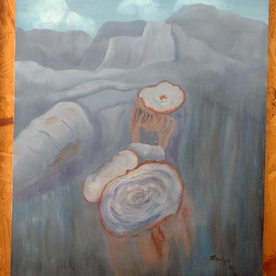 Original Art on Canvas Felled Tree by Evelyn O. King