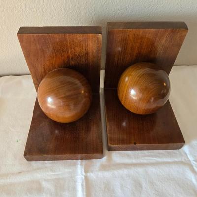 Sale Photo Thumbnail #62: Very nice heavy solid wood vintage bookends