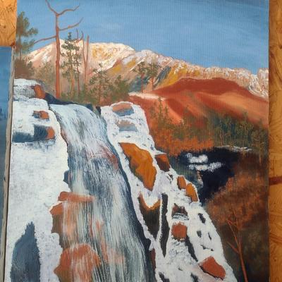 Original Art on Canvas Water Fall by Evelyn O. King