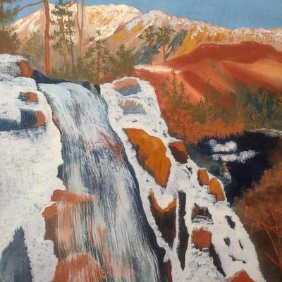 Original Art on Canvas Water Fall by Evelyn O. King