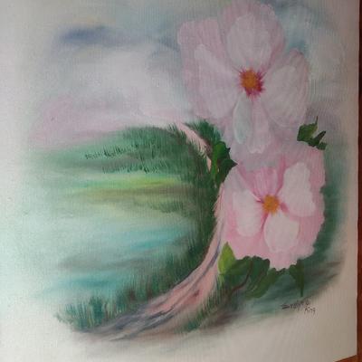 Original Art on Canvas Dogwoods by Evelyn O. King