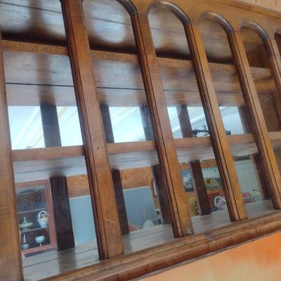 Vintage Wood Finish Multi-Shelf Wall Curio Display Cabinet