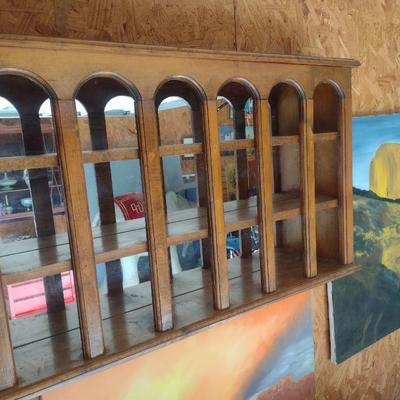 Vintage Wood Finish Multi-Shelf Wall Curio Display Cabinet