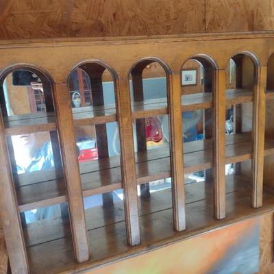 Vintage Wood Finish Multi-Shelf Wall Curio Display Cabinet