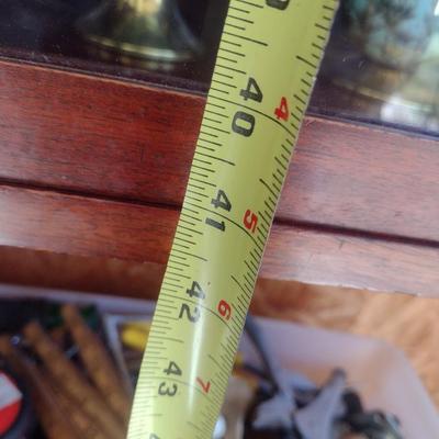 Vintage Glass Front Hutch with Pediment and Fret Work Accents (No Contents)