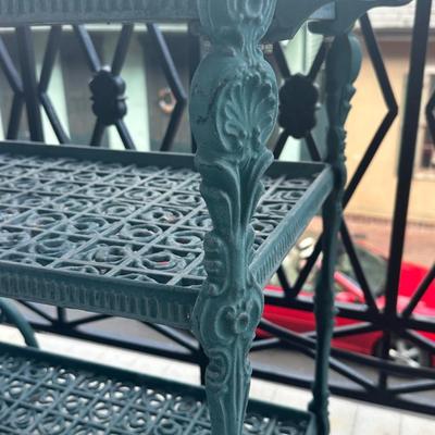 Vintage Cast Aluminum Three-Tier Patio Bar Cart