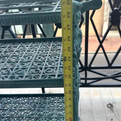 Vintage Cast Aluminum Three-Tier Patio Bar Cart