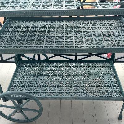 Vintage Cast Aluminum Three-Tier Patio Bar Cart