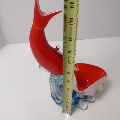 Colorful Art Glass Fish Vase