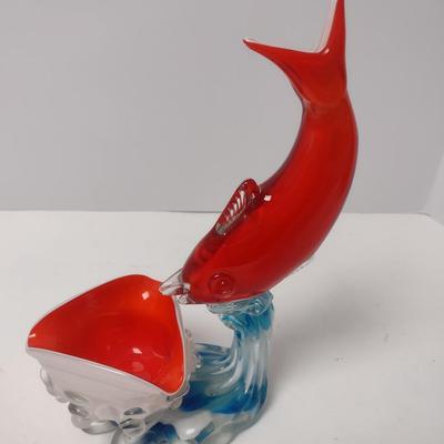Colorful Art Glass Fish Vase