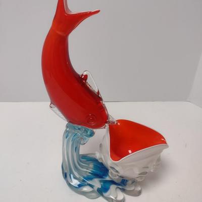 Colorful Art Glass Fish Vase