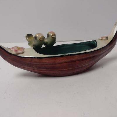 Vintage Ceramic Italian Made Gondola with Love Birds Planter