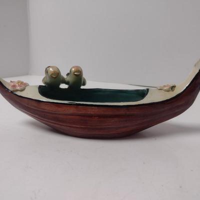 Vintage Ceramic Italian Made Gondola with Love Birds Planter