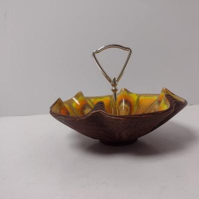 MCM California Pottery Design Drip Glaze Finish Nut Dish