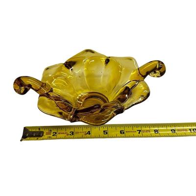 Sale Photo Thumbnail #345: Vintage Viking Glass Amber Double Crimp Folded Low Bowl