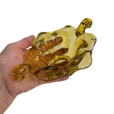 Sale Photo Thumbnail #347: Vintage Viking Glass Amber Double Crimp Folded Low Bowl