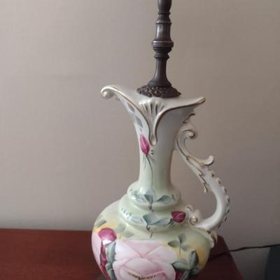 Vintage Porcelain Ewer Post Table Lamp