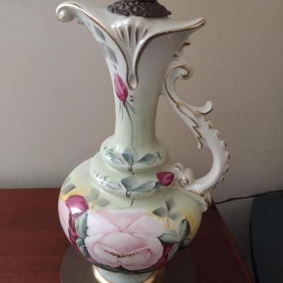 Vintage Porcelain Ewer Post Table Lamp