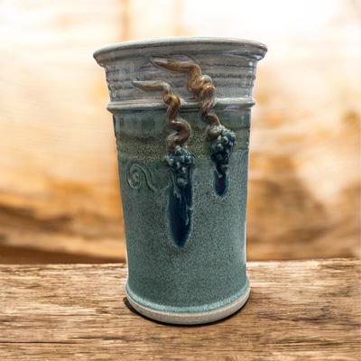 Sale Photo Thumbnail #352: Pottery Signed Vase.  Unable to read name on bottom  Approximately 9" Tall X 5.75" Wide