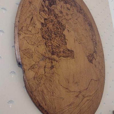 Vintage Carved Wood Relief Art Wall Panel