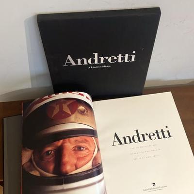 Rare Signed Mario Andretti Limited Ed. Book #586/2500 + Inscribed Paperback Set