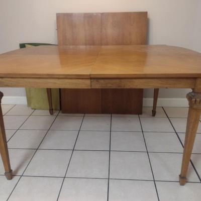 Vintage Dining Room Table with Two Inserts and Protective Pad