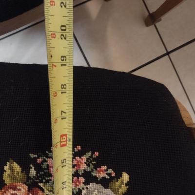 Set of Four Vintage High Back Dining Chairs with Cane Back and Hand Cross Stitched Seats