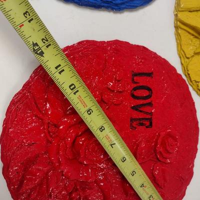 Set of Three Plaster Motivational Wall Decor Faith, Love, Hope