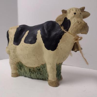 Heavy Chalkware Style Cow Doorstop
