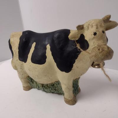 Heavy Chalkware Style Cow Doorstop