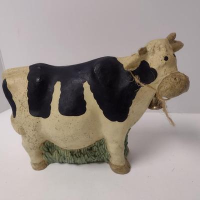 Heavy Chalkware Style Cow Doorstop