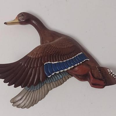 Vintage Atlantic Mold Painted Ceramic Duck in Flight Wall Decor