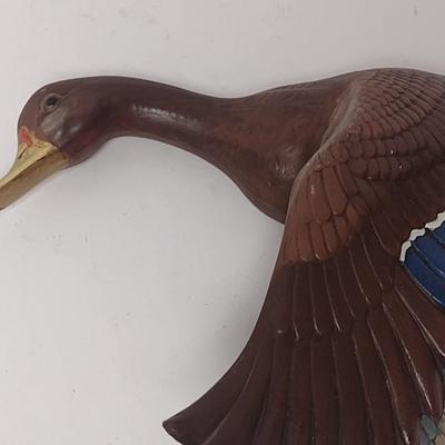 Vintage Atlantic Mold Painted Ceramic Duck in Flight Wall Decor