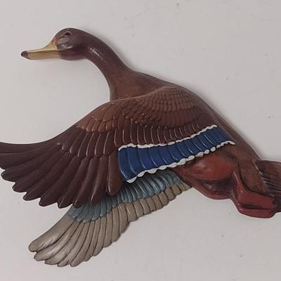 Vintage Atlantic Mold Painted Ceramic Duck in Flight Wall Decor