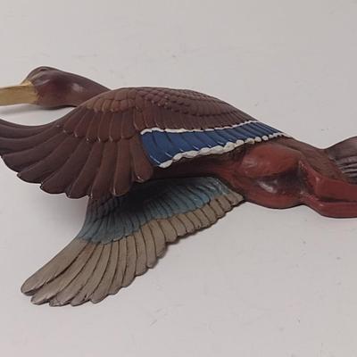 Vintage Atlantic Mold Painted Ceramic Duck in Flight Wall Decor