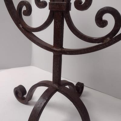 Vintage Thick Wrought Iron Double Arm Candelabra