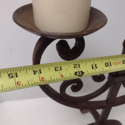 Vintage Thick Wrought Iron Double Arm Candelabra
