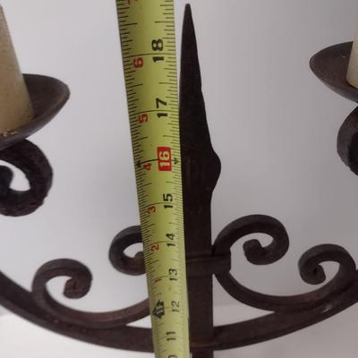 Vintage Thick Wrought Iron Double Arm Candelabra