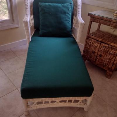 Faux Wicker Weave Chaise Lounge with Cushions