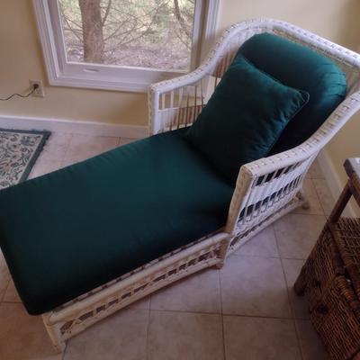 Faux Wicker Weave Chaise Lounge with Cushions