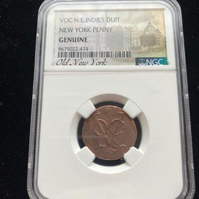 1790 VOC N.E. Indies Duit "New York Penny" - NGC Genuine