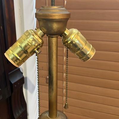 Vintage Chinese Cloisonné Enamel Table Lamp, Floral & Butterfly Motif on Midnight-Blue 20”