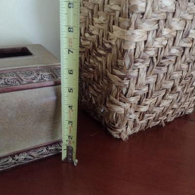 Pair of Decorative Home Accessories Items Kleenex Box Cover and Trash Receptable