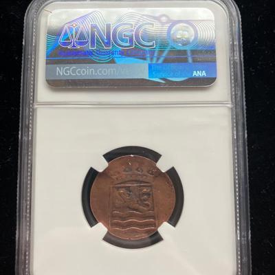 1790 VOC N.E. Indies Duit "New York Penny" (Variant Reverse) - NGC Genuine