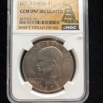 1978 Eisenhower "Ike" Dollar - NGC Gem Uncirculated "Don't Tread On Me" Special Label