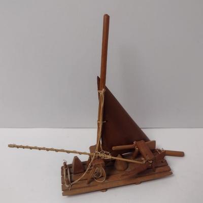 Set of Three Wood Scale Model Boats