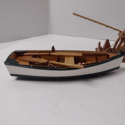 Set of Three Wood Scale Model Boats